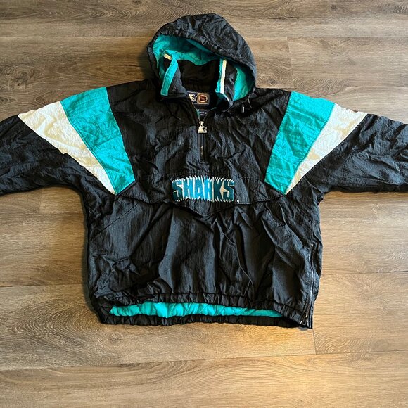 Vintage Rare 90s San Jose Sharks Starter 1/2 Zip Jacket Pullover Puffer- Size XL - Picture 1 of 7